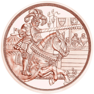 Rückseite 15 g Kupfer Ritterlichkeit 2019, von dem Hersteller Münze Österreich