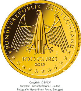 1/2 oz Gold 100 Euro Deutschland 2018 UNESCO Welterbe - Augustusburg und Falkenlust Motivseite 