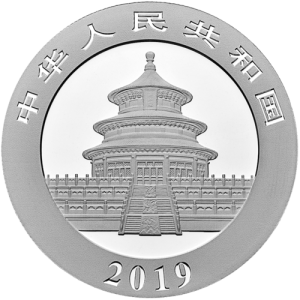 Rückseite der 30 g Silber China Panda 2019 von Hersteller China Mint