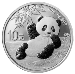 Vorderseite der 30 g Silber China Panda von Hersteller China Mint