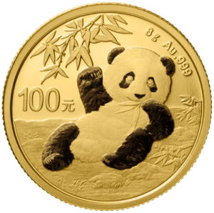 Vorderseite 8 g Gold China Panda 2020 