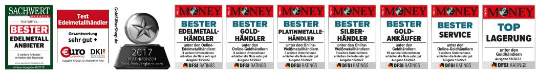 Siegel Sachwerte Magazin, Euro am Sonntag, Gold-Preisvergleich.com, Focus Money