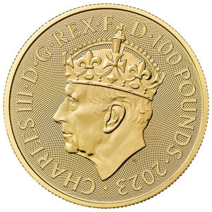 1 oz Gold Britannia 2023 Charles III. mit Krone Wertseite