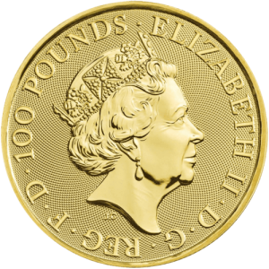 Rückseite Goldmünze 1 Unze The Queen´s Beasts - White Lion of Mortimer 2020, der Hersteller Royal Mint