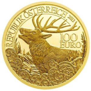Wertseite Rothirsch 100 Euro Gold 2013
