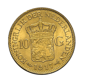 Rückseite 10 Gulden Goldmünze Niederlande diverse Jahrgänge, von dem Hersteller Koninklijke Nederlandse Munt