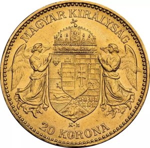Rückseite der Goldmünzen Ungarn 20 Kronen