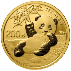 Vorderseite 15 g Gold China Panda 2020 