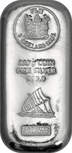 250 g Silber Argor Heraeus Fiji Islands Münzbarren gegossen von Hersteller Argor-Heraeus