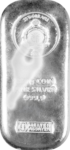 250 g Silber Münzbarren angelaufen