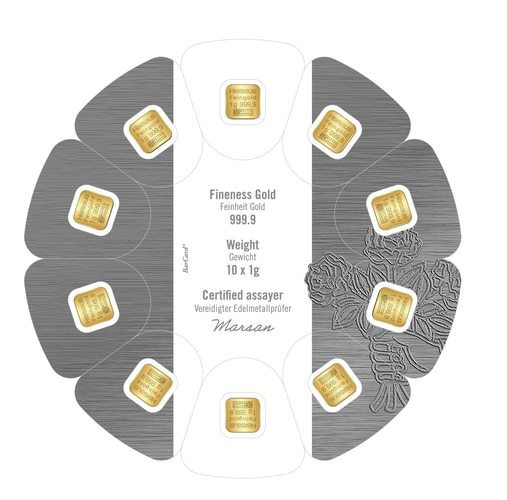 10 x 1 g Goldbarren MultiDisc Rückseite