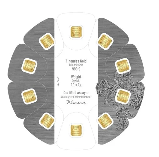 10 x 1 g Goldbarren MultiDisc Rückseite
