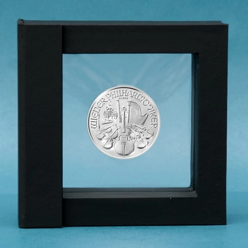 | Schweberahmen mit der Silbermünze 1 Unze Wiener Philharmoniker von Hersteller The United States Mint