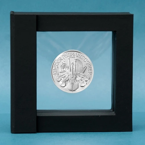 | Schweberahmen mit der Silbermünze 1 Unze Wiener Philharmoniker von Hersteller The United States Mint
