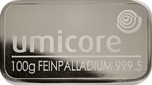 100 g palladium bars Umicore minted