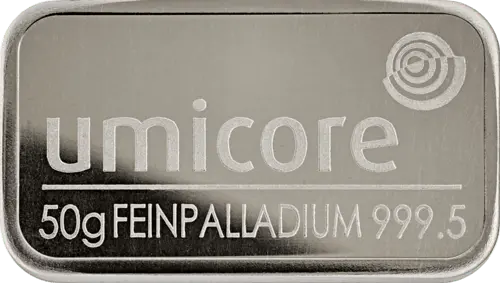 palladiumbarren umicore 50 g gepraegt