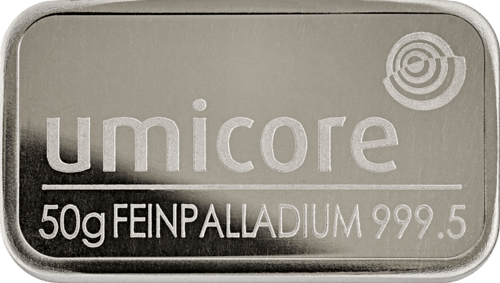 50 g palladium bars Umicore minted