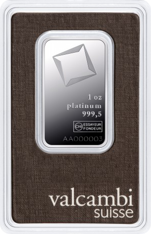 1 ounce platinum bar Valcambi minted