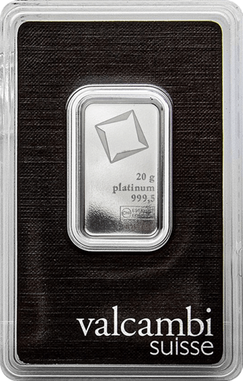 20 g Platinbarren Valcambi geprägt