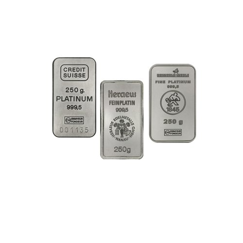 250 g Platinbarren diverse Hersteller