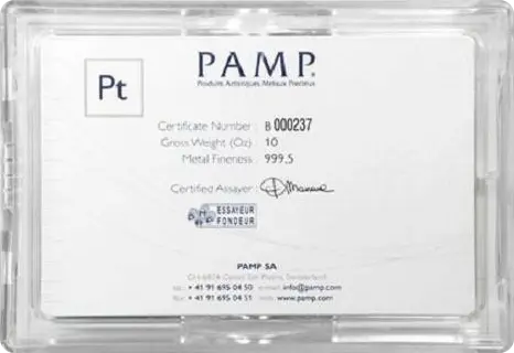platinbarren fortuna pamp suisse 10 oz