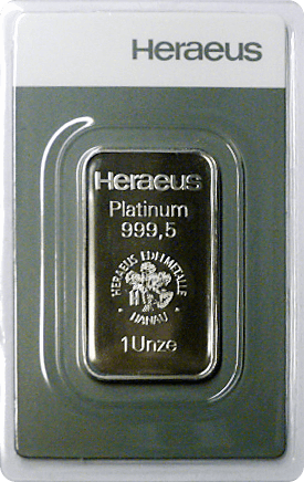 1 ounce platinum bar Heraeus minted