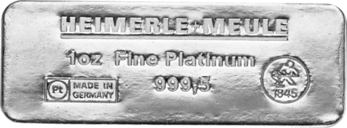 1 ounce platinum bar Heimerle and Meule sargform