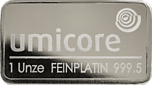 1 oz platinum bar Umicore minted