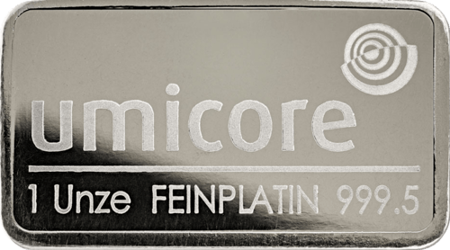 1 Unze Platinbarren Umicore geprägt