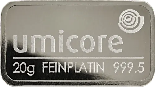 platinbarren umicore 20 g gepraegt