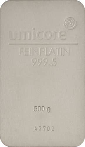 500 g platinum ingot Umicore minted