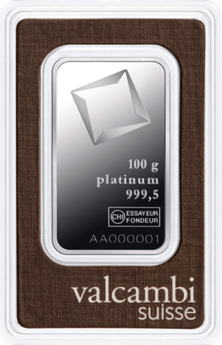 100 g platinum ingot Valcambi minted