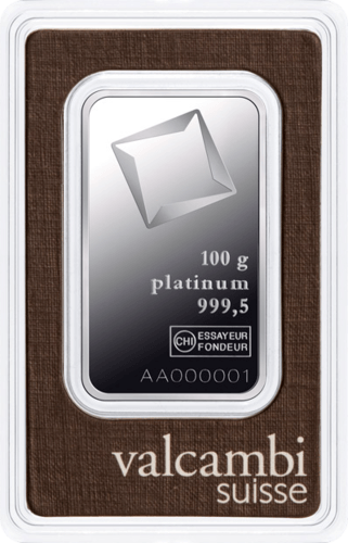 100 g Platinbarren Valcambi geprägt