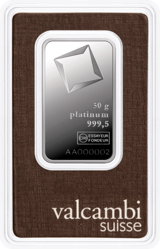 50 g platinum ingot Valcambi minted