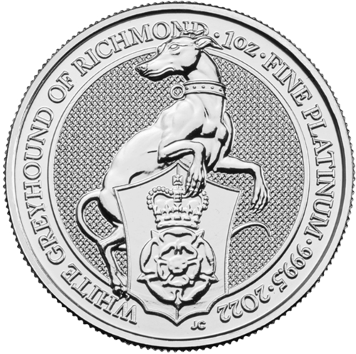 1 Ounce Platinum The Queen's Beasts - White Greyhound of Richmond 2022