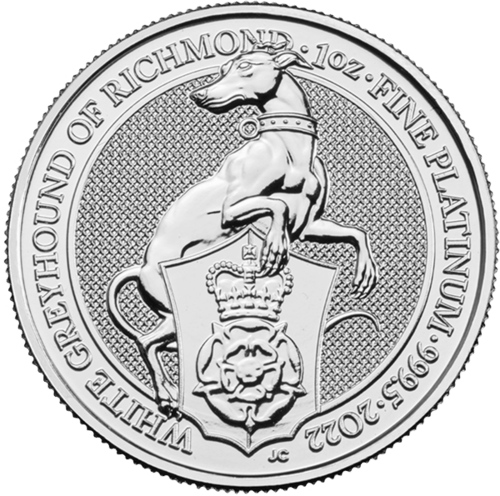 1 Ounce Platinum The Queen's Beasts - White Greyhound of Richmond 2022