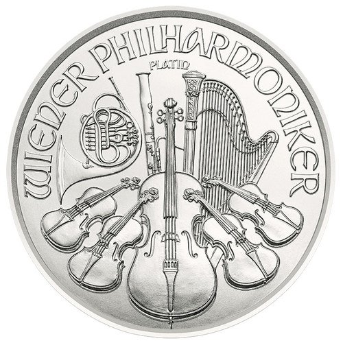 Vorderseite der 1 Unze Platin Wiener Philharmoniker 2022 vom Hersteller Münze Österreich