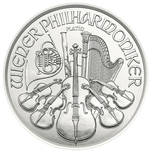 Vorderseite der 1 Unze Platin Wiener Philharmoniker 2023 vom Hersteller Münze Österreich
