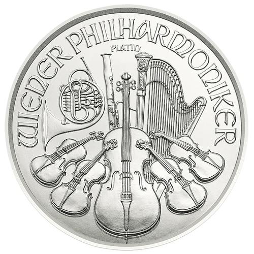 Vorderseite der 1 Unze Platin Wiener Philharmoniker 2023 vom Hersteller Münze Österreich