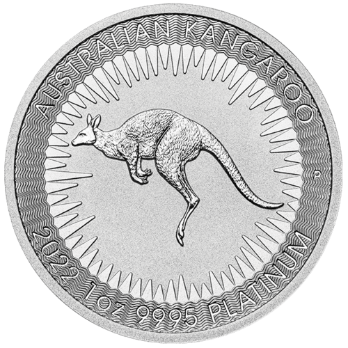 Vorderseite der 1 Unze Platin Australien Känguru 2022 vom Hersteller Perth Mint