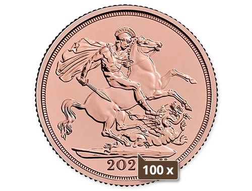 quarter sovereign 100 x gold