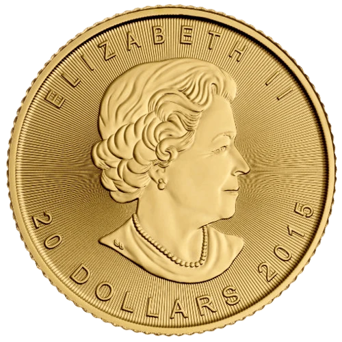 Rückseite Goldmünze 1/2 Unze Maple Leaf diverse Jahrgänge, der Hersteller Royal Canadian Mint