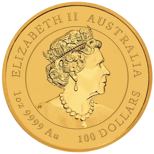 Rückseite Goldmünze 1 Unze Lunar III Ochse 2021 , der Hersteller Perth Mint Australia
