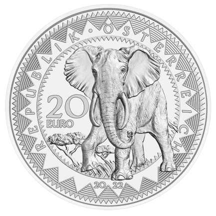 Wert Silber 20 Euro Augen der Kontinente Ruhe des Elefanten 2022