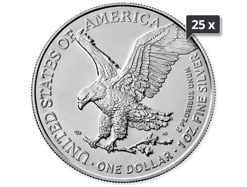 25 x 1 Unze Silber American Eagle 2022