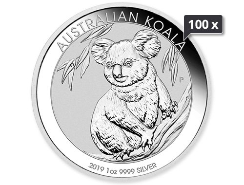 100 x 1 Unze Silber Australian Koala diverse Jahrgänge