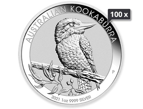 100 x 1 Unze Silber Kookaburra diverse Jahrgänge