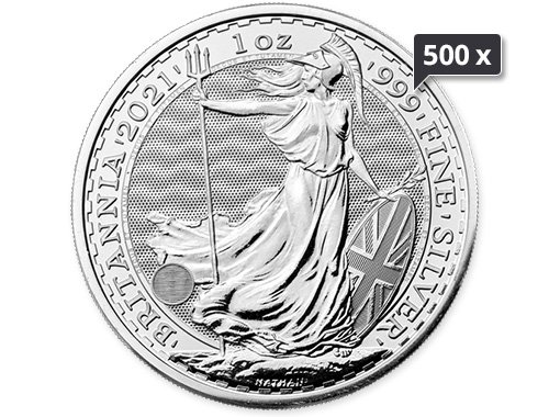 500 x 1 Unze Silber Britannia diverse Jahrgänge