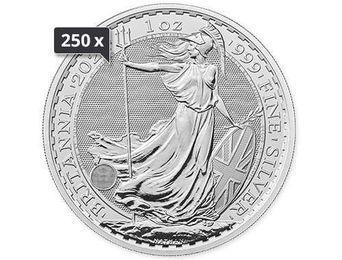 250 x 1 Unze Silber Britannia 2024