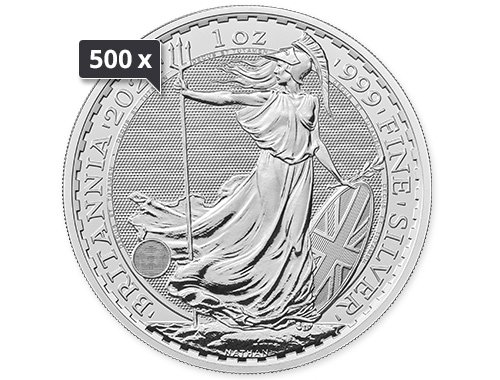 500 x 1 Unze Silber Britannia 2024